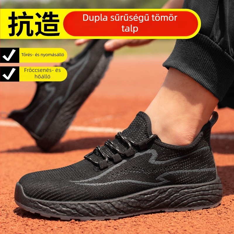 Férfiaknak szánt slip-on védőcipő, ütésálló és átszúrás elleni védelem, 10 kV izolációval, könnyű, kemény talppal