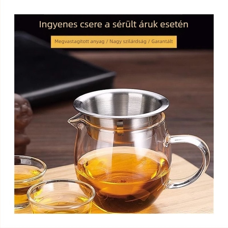 Megvastított boroszilikát üveg tea filter pohár, átlátszó teaceremónia kiegészítő