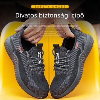 Légáteresztő Fly-Knit biztonsági cipők 6 kV-os szigeteléssel, ütés- és perforáció elleni védelemmel, csúszásmentes, kopásálló, puha talpú munkacipő