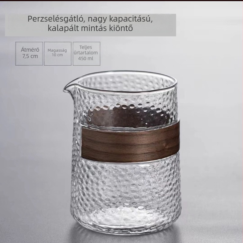 Hőálló, magas bóroszilíkat üvegből készült teáscsésze japán stílusú kalapált fogantyúval a tea ceremóniához