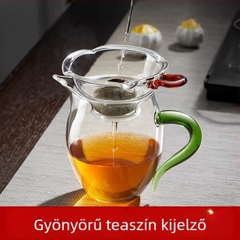 Fa fogantyúval ellátott üveges teáskanna, hőálló borosziliczátból készült vastagított filterkészlet, japán stílusú teáskanna és szűrő