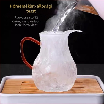 Jégmintás üveg teáskészlet japán stílusban, vastított és hőálló, Kung Fu teáskészlet hosszú kiömlővel és teamegosztóval