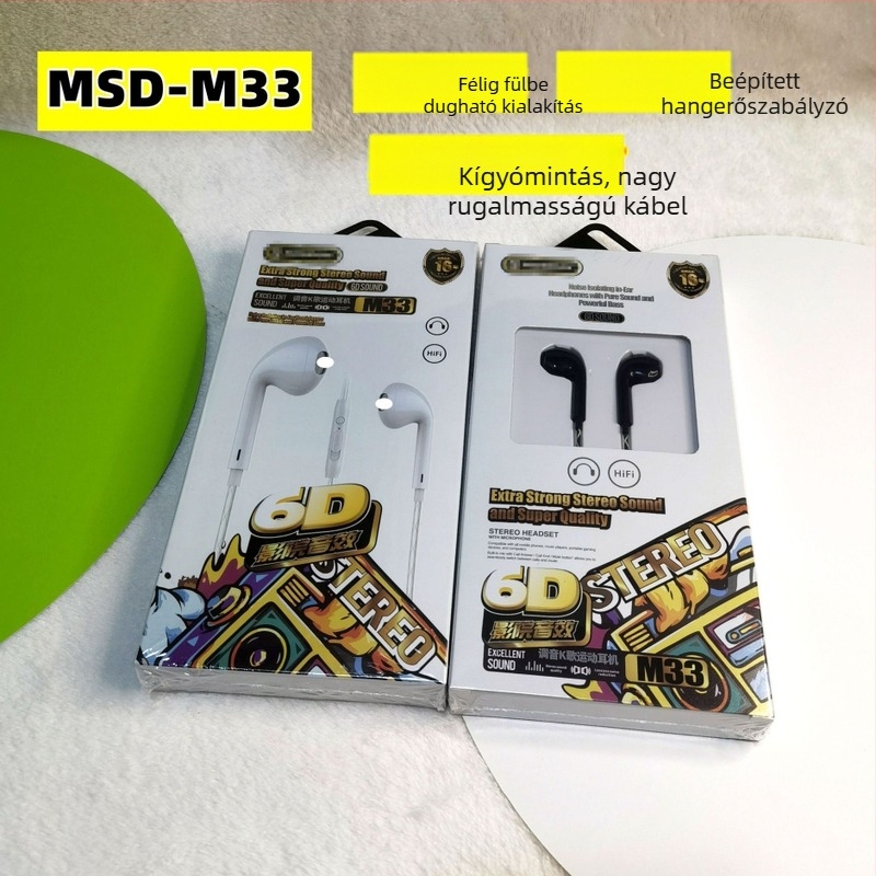 LC 3,5 mm-es vezetékes fél-in-ear fülhallgató beépített mikrofonnal és zajcsökkentéssel Android táblagépekhez