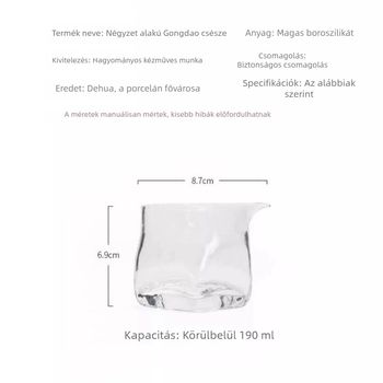 Magas boroszilikát üveg hőálló tiszta teás pohár négyszögletes kialakítású, otthoni teáskészlet egy csészével