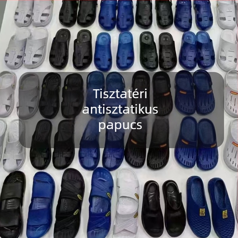 Antisztatikus papucs vastag PU talppal, csúszásmentes beltéri papucsok elektronikai gyárakhoz, pormentes munkacipő férfiak és nők számára
