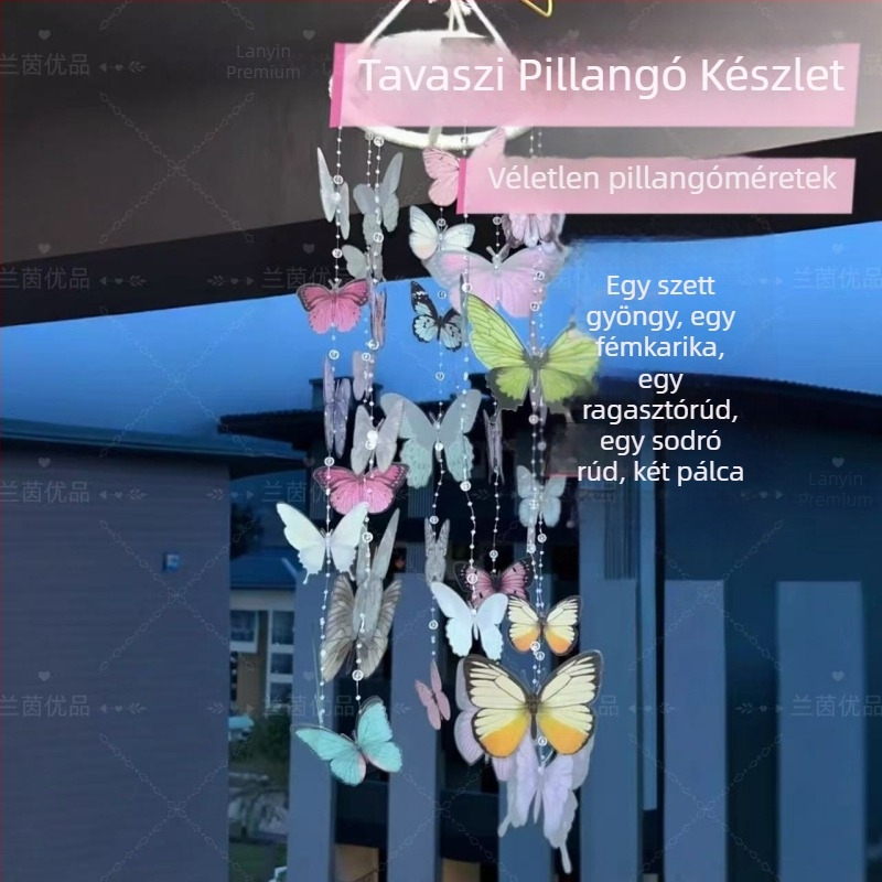 DIY készlet pillangó szélcsengőhöz – beltéri falra, tavaszi motívummal, ajándék barátnőnek