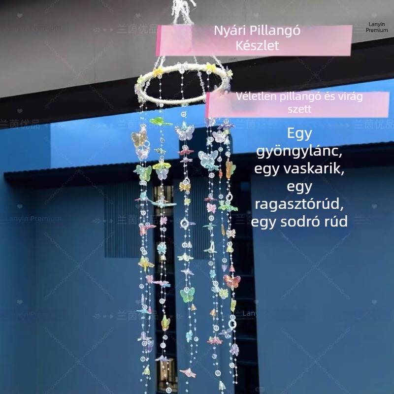 DIY készlet pillangó szélcsengőhöz – beltéri falra, tavaszi motívummal, ajándék barátnőnek