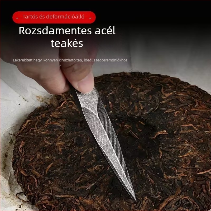 Prémium kézzel készített teáskés, teás tű és teás kúp — rozsdamentes acél — Pu'er fekete tea lepényhez tartozó kiegészítők