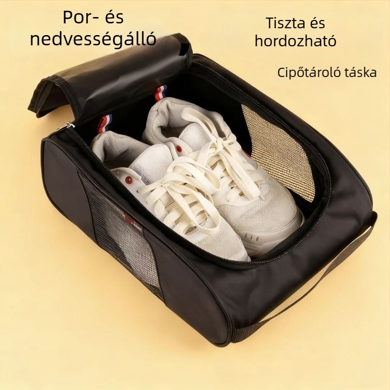 Utazó edzőcipő-táska, hordozható, lélegző hálós anyagból, porvédő sporttáska