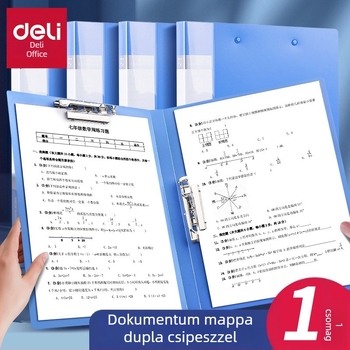 Deli 5302 A4 dokumentumtartó dupla kapoccsal, PP műanyagból, diákoknak, irodába és otthonra