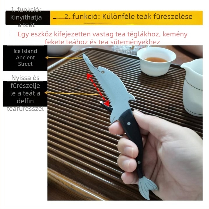 Rozsdamentes acélból készült teás eszközkészlet: teáskés, teás olló, teás fogó és teás tű