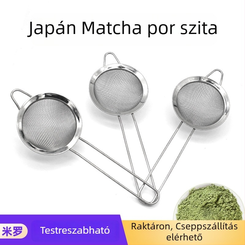 Japán stílusú matcha por fin szűrő, modern letisztult teakeverő eszköz, teaceremónia kiegészítő