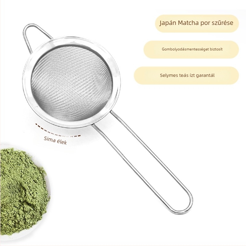 Japán stílusú matcha por fin szűrő, modern letisztult teakeverő eszköz, teaceremónia kiegészítő