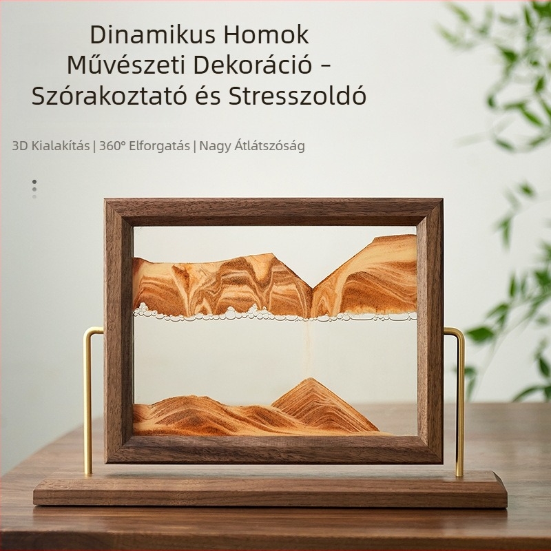 Tömörfa fotókeret homokórával és homokfestéssel – stresszoldó dísz nappaliba és az íróasztalra