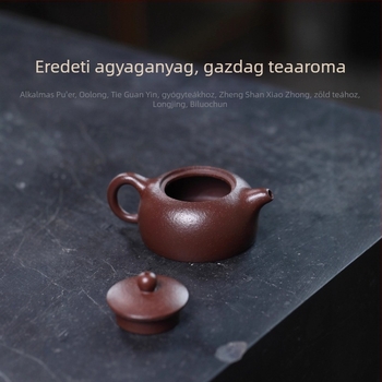 Yixing lila agyag teáskanna, eredeti ásványi lila agyag, 30-mesh durva homok, kézzel készített, félhold forma, 80 ml űrtartalom