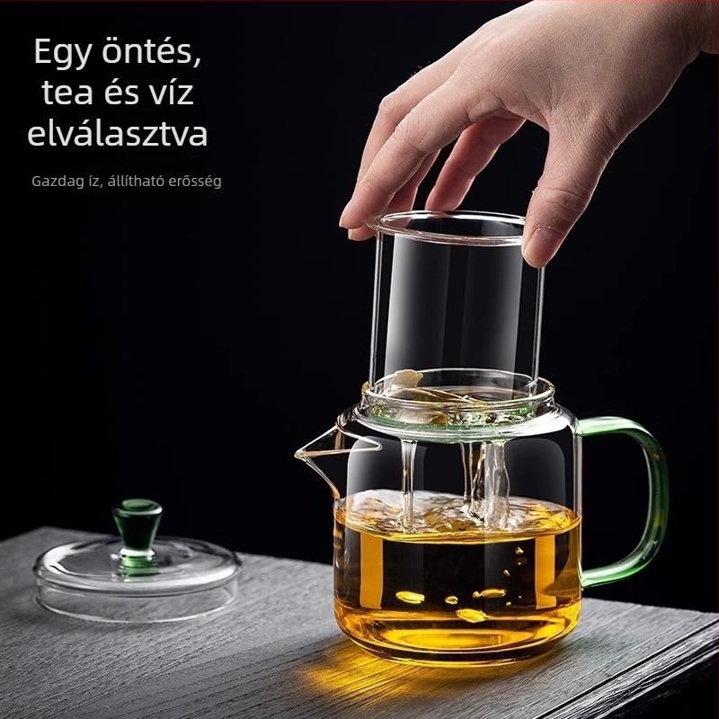Magic Pot teáskanna boroszilikát üvegből, szűrővel, otthoni használatra, tea és víz elválasztása