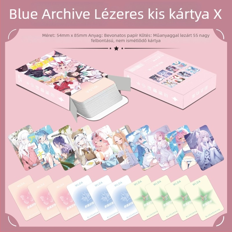 Blue Archive Wiki kártyák készlet: 55 lézer-laminált mini kártyák albumhoz