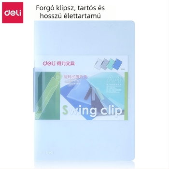 Deli 5546 forgó jelentésrögzítő klipsz (kék) A4 átlátszó mappa