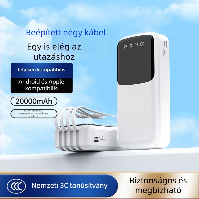 ZUZG3c tanúsított külső akkumulátor 10000mAh, többportos, 10W lassú töltés, ultra vékony és könnyű