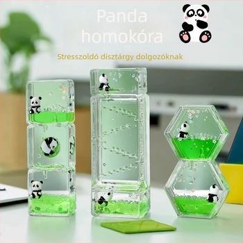 Aranyos panda – asztali dekoratív olajcseppes homokóra
