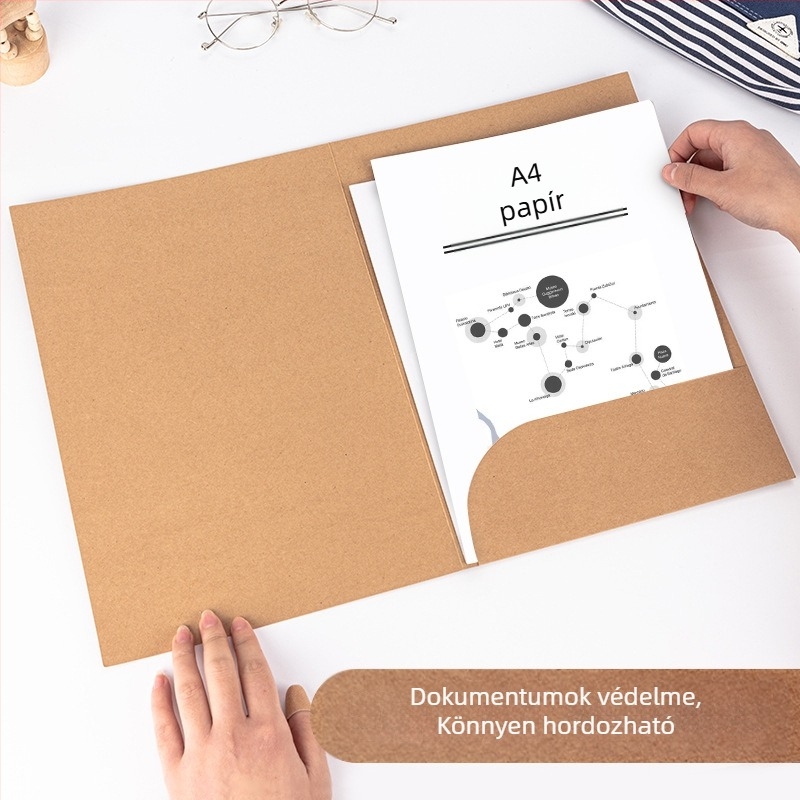 Deli 5917 A4 Kraft papír irattartó klipekkel, L-forma, beillesztő oldalakkal