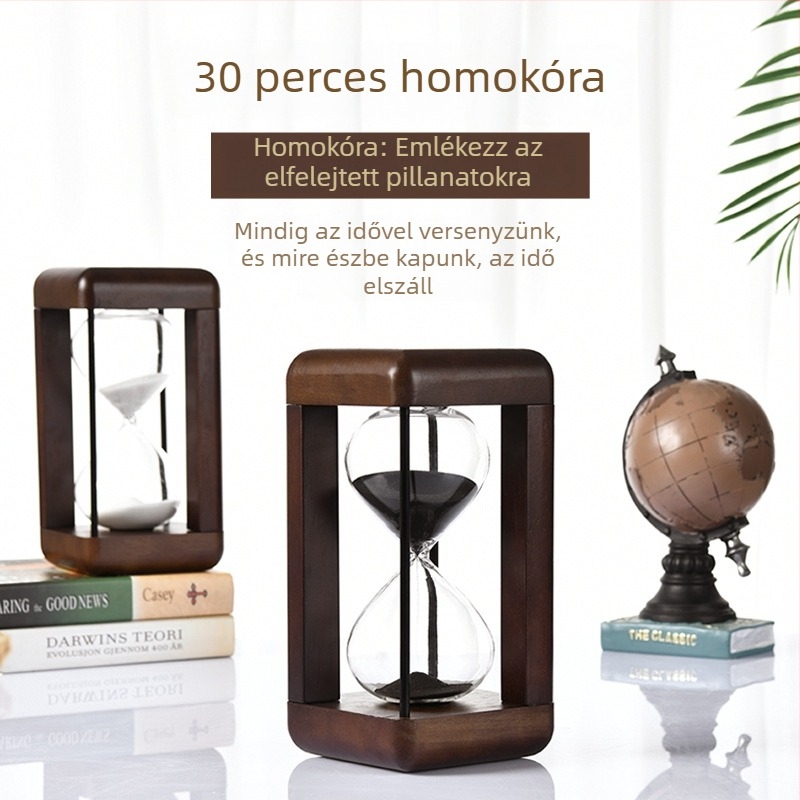 Négyoszlopos fa homokóra, ütésálló, dekoratív ajándék gyerekeknek