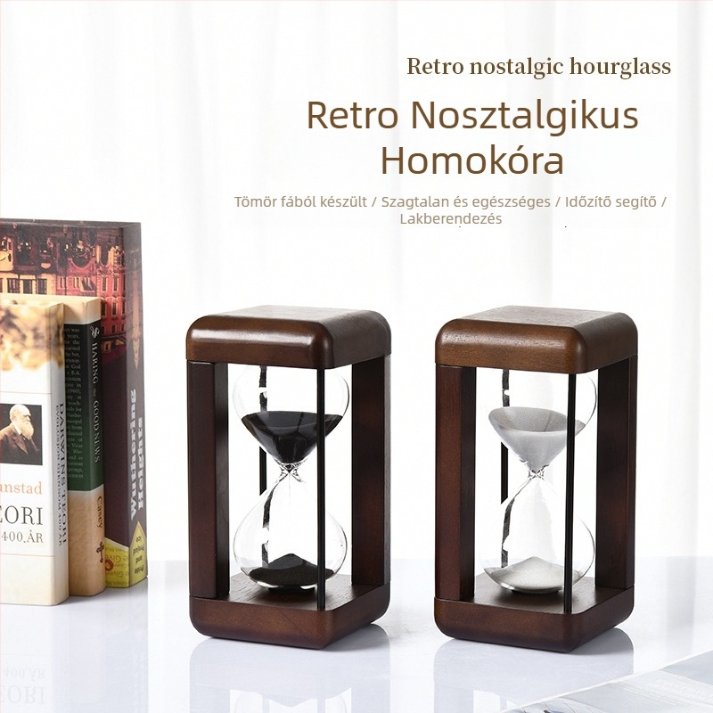 Négyoszlopos fa homokóra, ütésálló, dekoratív ajándék gyerekeknek