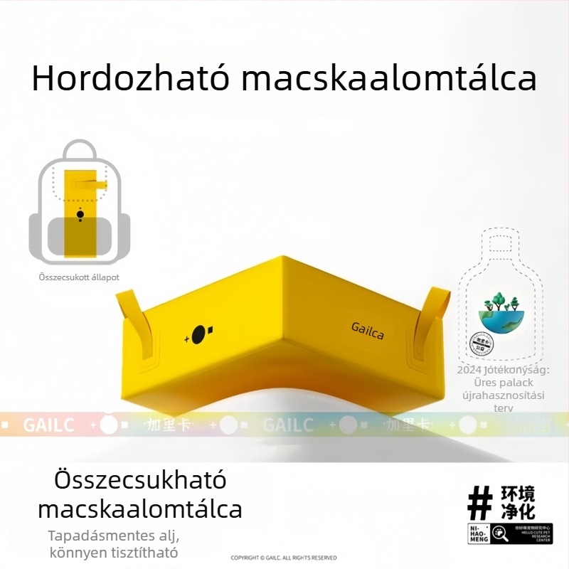 Összecsukható, félig zárt macskaalom tálca – hordozható, macskaalomtasakkal
