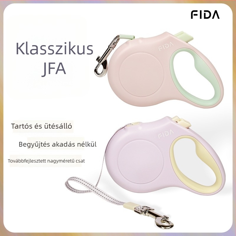 FIDA JFA automata visszahúzható kutyapóráz, kis-, közép- és nagytestű kutyáknak, tekeredés elleni és tartós
