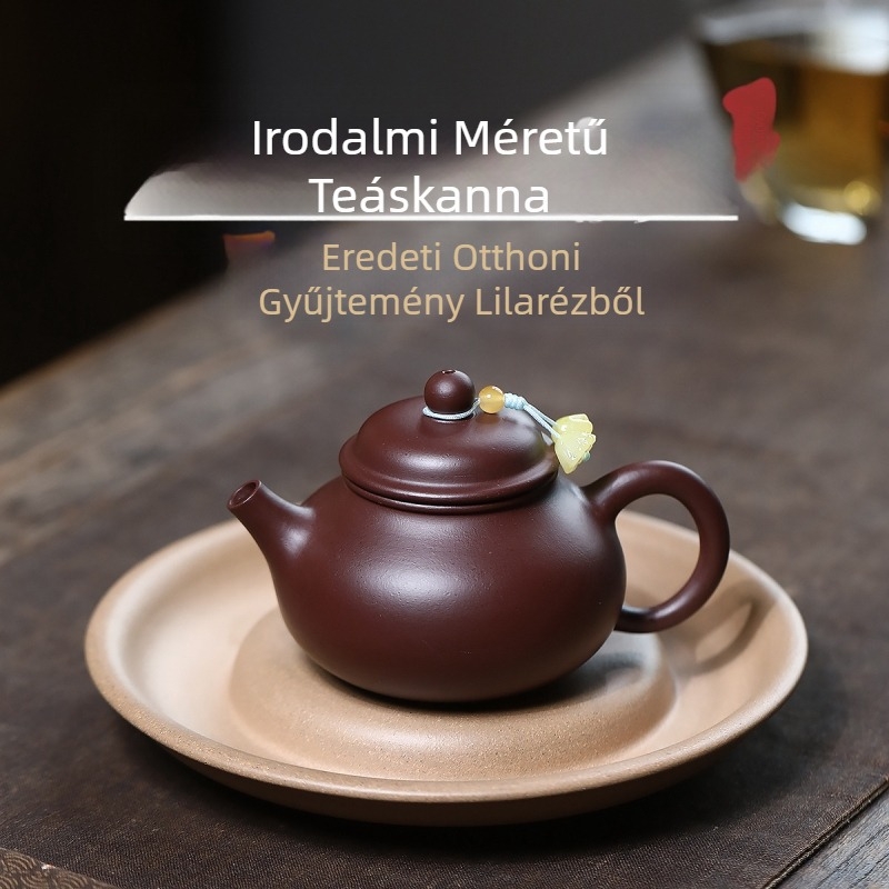 Kézzel készített Yixing lila agyag teáskanna, irodalmi stílus, Rongtian Gongfu teáskészlet