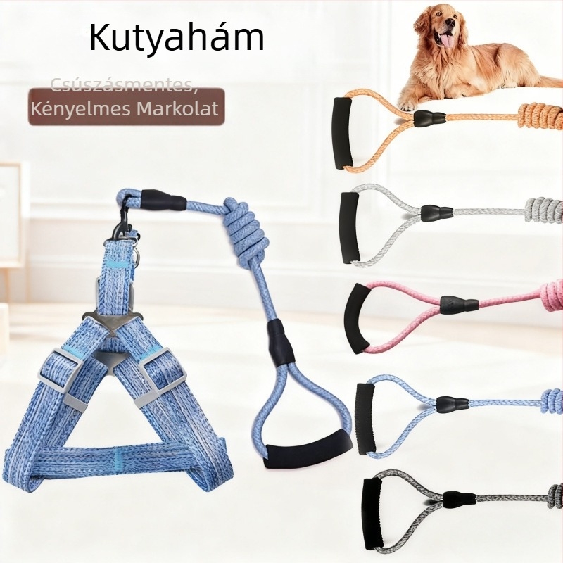 Kutyapóráz mellény-stílusban, lenanyagú körkötéllel, állítható sétákhoz