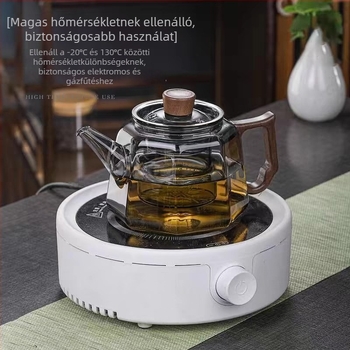 Hőálló üvegből készült teáskanna nyolcszögletű dizájnnal, fa nyéllel, otthoni használatra, szűrővel