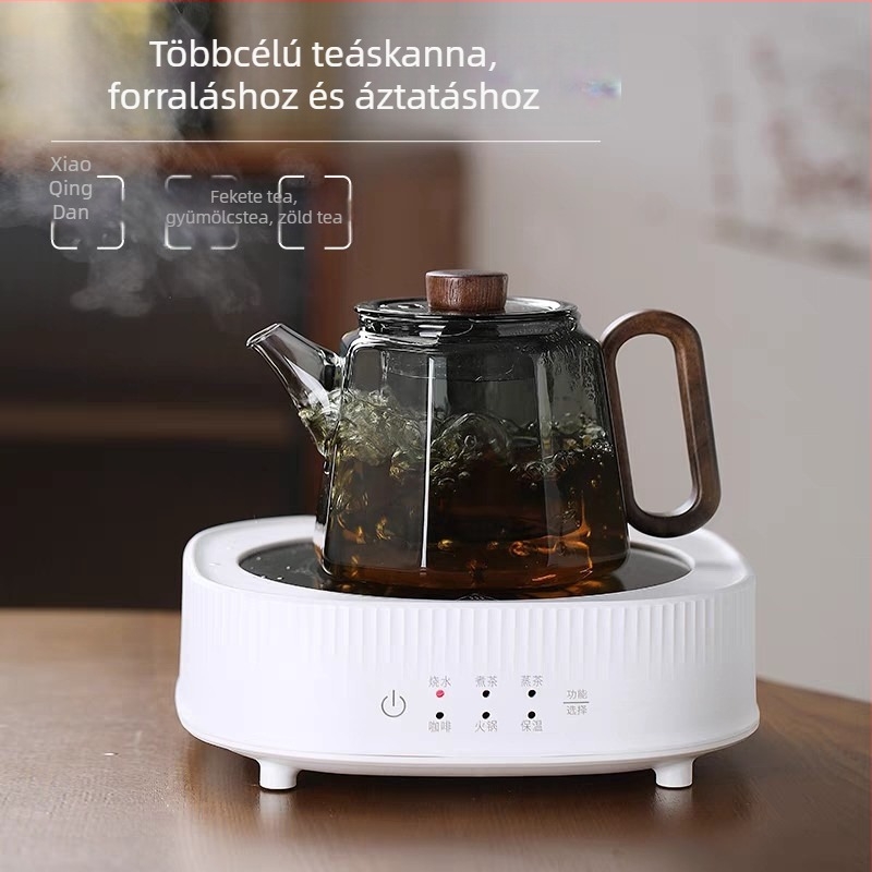 Hőálló üvegből készült teáskanna nyolcszögletű dizájnnal, fa nyéllel, otthoni használatra, szűrővel