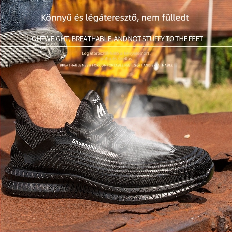 Fémorrú munkavédelmi cipő, légáteresztő felsőrész, csúszásmentes, kopásálló, perforáció elleni védelem, hálós felsőrész
