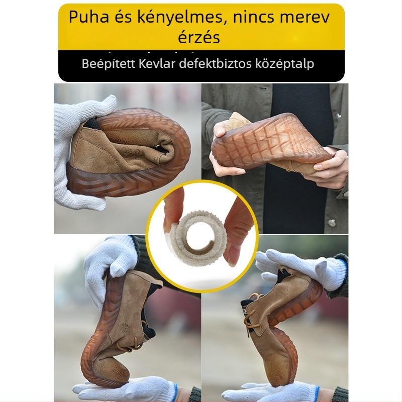 Férfi munkavédelmi cipő Kevlarral, ütésálló és perforációálló, lélegző, könnyű, csúszásmentes, kopásálló, velúr bőr