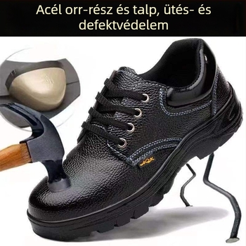 Férfi védőcipők acéllelemmel és acélorrával, ütésálló és perforációálló, kényelmes, lélegző, kopásálló építkezésekhez