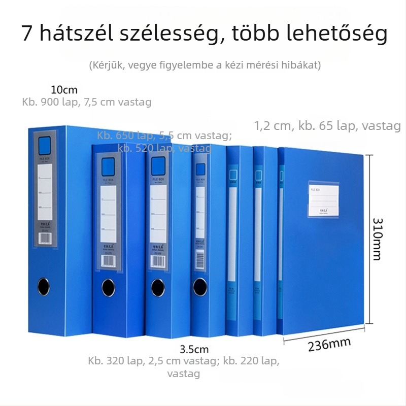 A4-es PVC fájlbox, 5.5 cm vastagságú, dokumentum- és irodai tárolás, méretek 236×310×20 mm, Modell 220, testreszabható logó