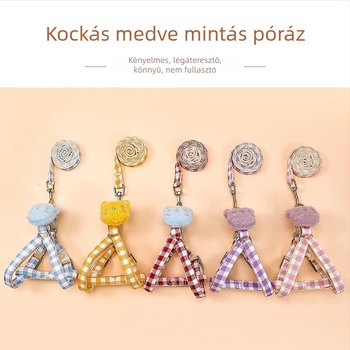 Kutyához és macskához való póráz és hám készlet, állítható csattal