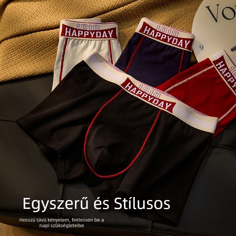 100% pamut férfi boxer-alsónadrág, antibakteriális, lélegző, nagy méret tiniknek