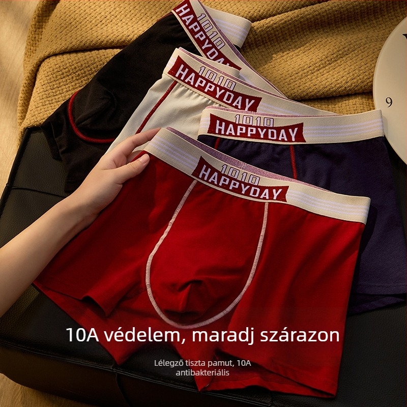 100% pamut férfi boxer-alsónadrág, antibakteriális, lélegző, nagy méret tiniknek