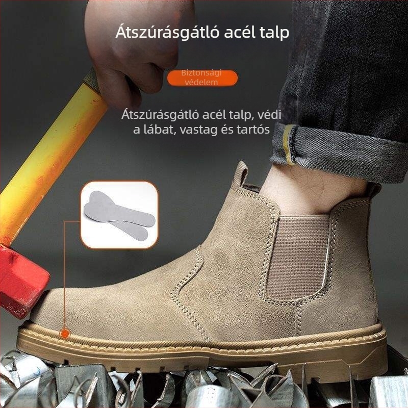 Férfi acélorrú hegesztőcipő, ütés- és átszúrásvédelmet nyújtó, tartós talppal