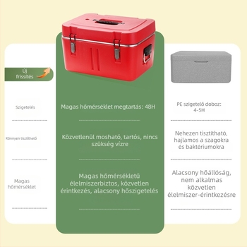 Rozsdamentes acélból készült szigetelt kereskedelmi vödör, 50 L, szója tej, tej-tea, tea, leves, jégzselé