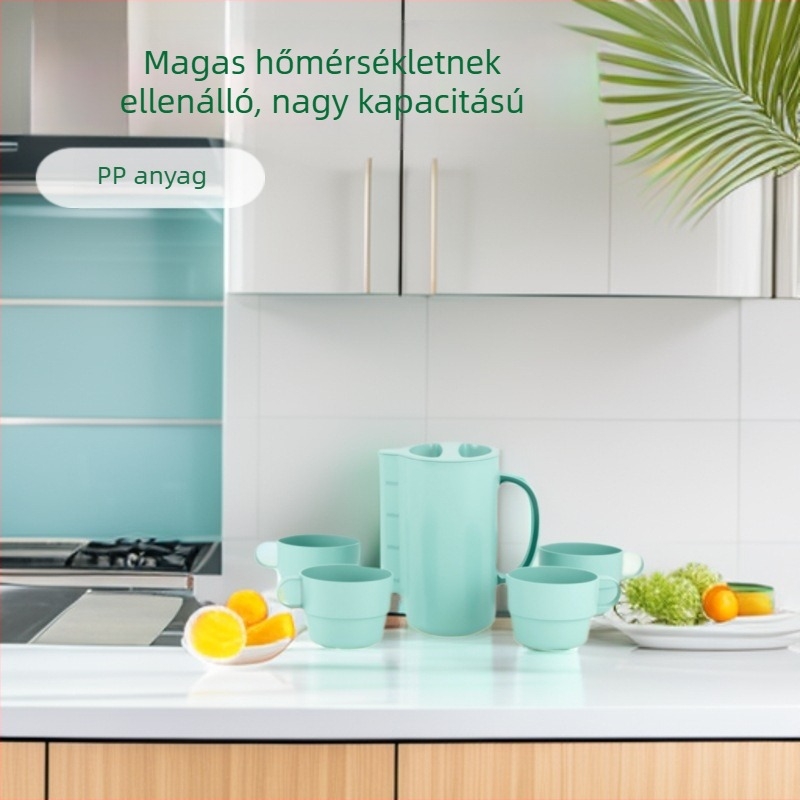 PP műanyag hidegvíz-palack pohárkészlettel, gyümölcstea kanna és gyümölcslé kancsó készlet