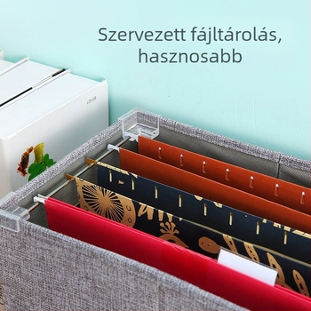 Nagy textil tároló doboz irodába fedéllel, 45 L, összecsukható és halmozható