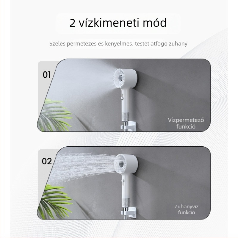 Aromaterápiás zuhanyfej illat- és bőrápolási szűrővel és beépített fűtőtesttel