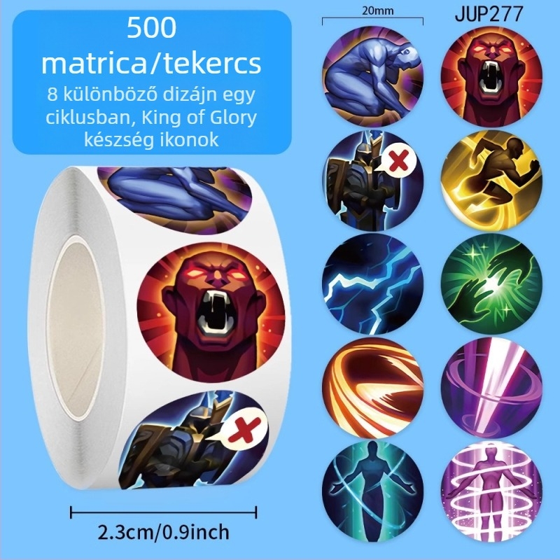 500 DIY matricák King of Glory készség ikonokkal, tekercses matricák játék dekorációhoz és irodai papírhoz