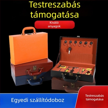 PU bőr ékszertároló doboz személyre szabott vörösboros ajándékdobozzal – hordozható üzleti ajándékcsomag