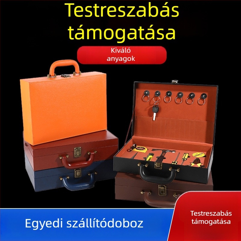 PU bőr ékszertároló doboz személyre szabott vörösboros ajándékdobozzal – hordozható üzleti ajándékcsomag