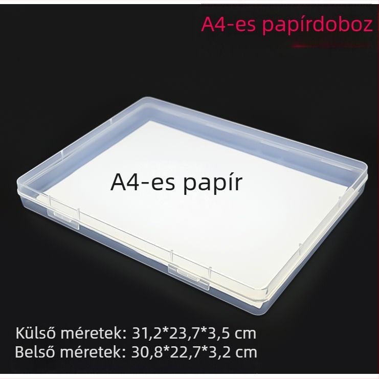 A4-es papírtároló doboz, átlátszó műanyag doboz fájlokhoz és dokumentumokhoz, kártyadoboz, irodai Kellékek