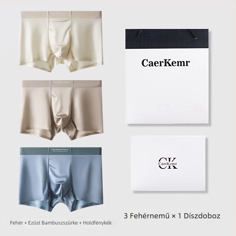 Férfi jégselyem satin boxeralsó antibakteriális, középmagas derekú, 10A, három darabos ajándékdobozban